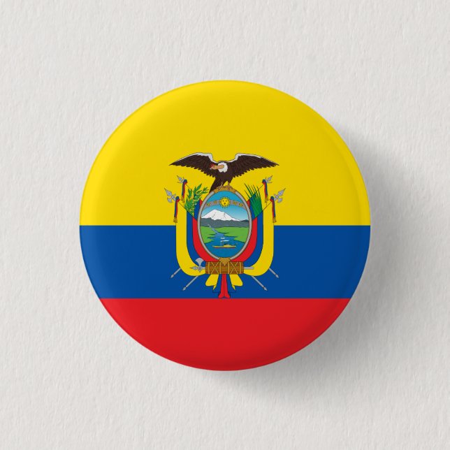 Ecuadorian Flag, Flag of Ecuador 3 Cm Round Badge (Front)