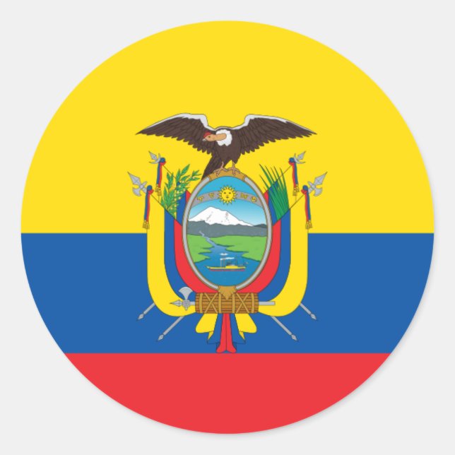 Ecuadorian Flag, Flag of Ecuador Classic Round Sticker (Front)