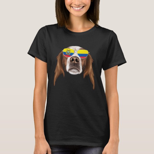 Ecuadorian Flag Irish Red White Setter Dog Ecuador T-Shirt (Front)