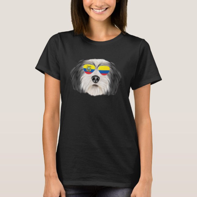 Ecuadorian Flag Polish Lowland Sheepdog Dog Ecuado T-Shirt (Front)