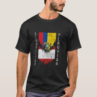 Ecuadorian Peruvian Flags Ripped Torn Ecuador Peru T-Shirt