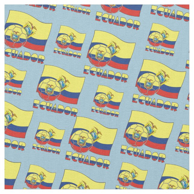 Ecuadorian Soccer Ball and Flag Fabric (Close Up)