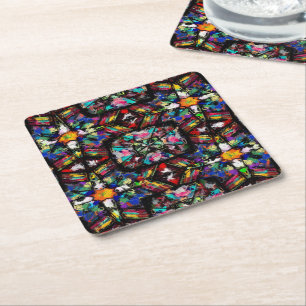Ecuadorian Stain Glass Square Paper Coaster