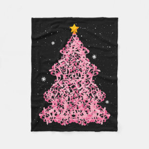 Ed4d Pink Ribbon Christmas Tree Merry Xmas Breast Fleece Blanket