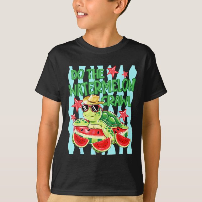 Ed Do The Watermelon Crawl Funny Turtle Summer T-Shirt (Front)