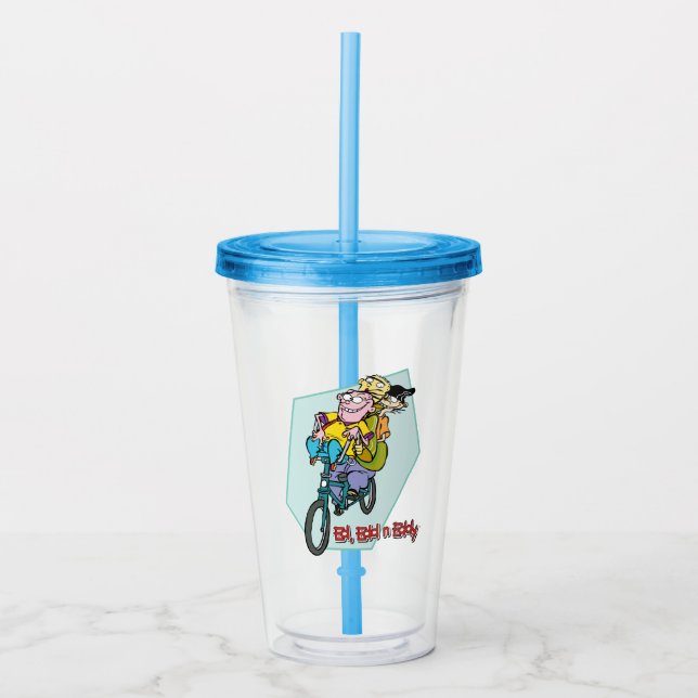 Ed, Edd, n Eddy on a Bike Acrylic Tumbler (Front)