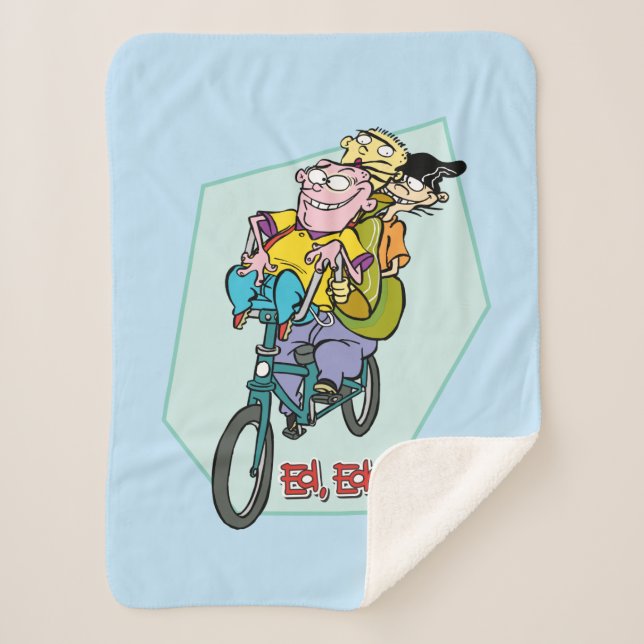 Ed, Edd, n Eddy on a Bike Sherpa Blanket (Front)