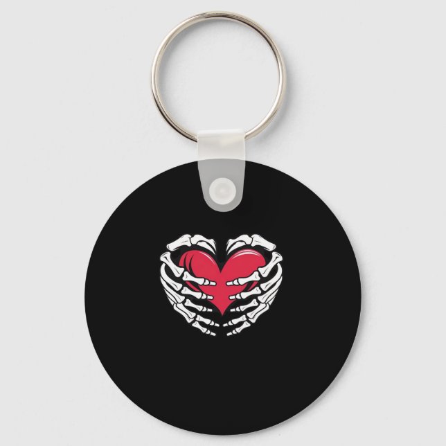 Ed Heart In Skeletal Hands Classic Key Ring (Front)