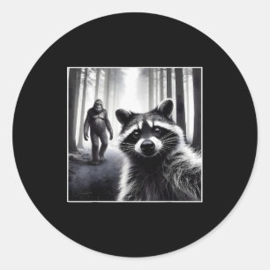 Ed Raccoon Selfie With Sasquatch Bigfoot Funny Rac Classic Round Sticker