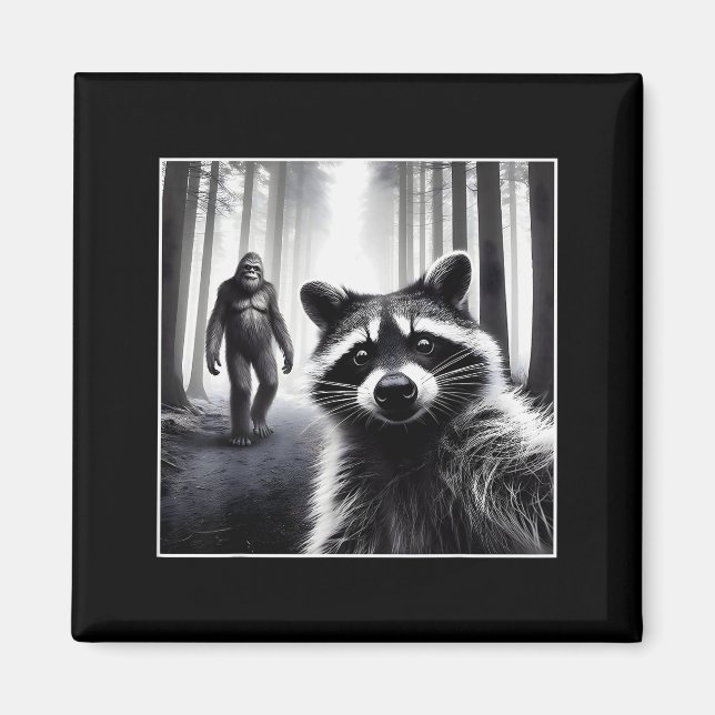 Ed Raccoon Selfie With Sasquatch Bigfoot Funny Rac Magnet (Front)
