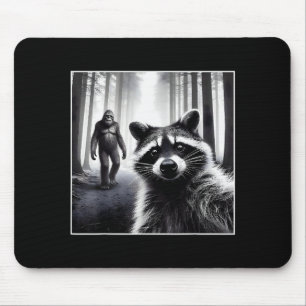 Ed Raccoon Selfie With Sasquatch Bigfoot Funny Rac Mouse Mat