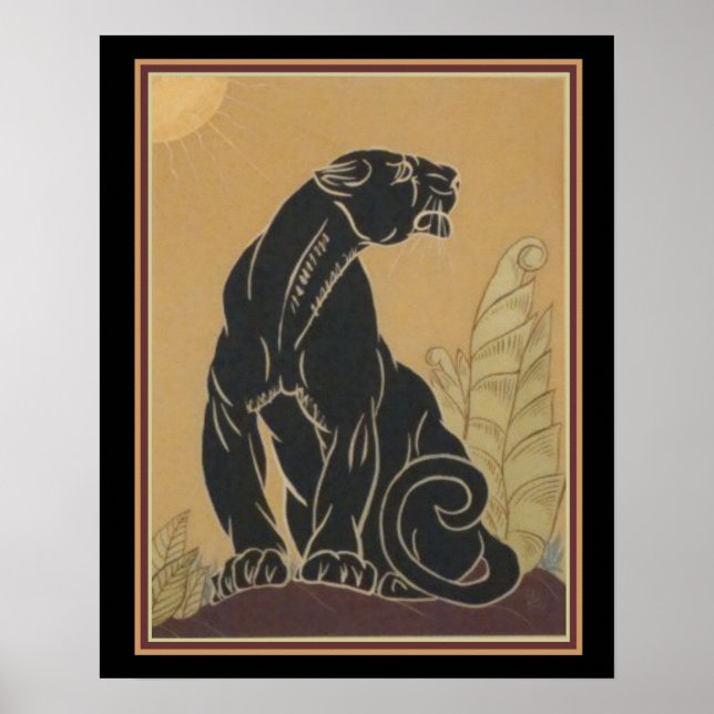 Ed Rudy Art Deco Black Panther Print 16 x 20 (Front)