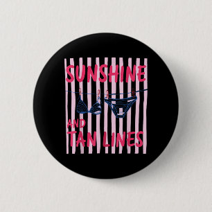 Ed Sunshine And Tan Retro Lines Aesthetic Summer 6 Cm Round Badge