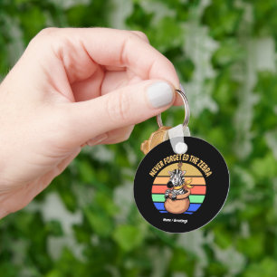 Ed The Zebra Captured Retro Stripes Funny Design Key Ring