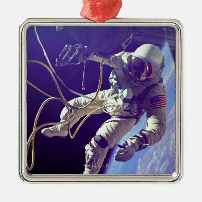 Ed White First American Spacewalker Photograph Metal Tree Decoration (Front)
