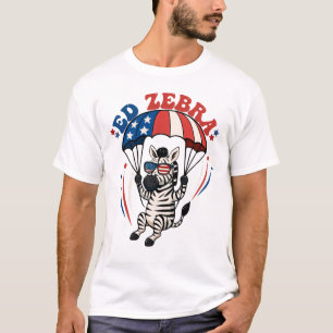 Ed Zebra Happy 4th Of July Patriotic American Flag T-Shirt