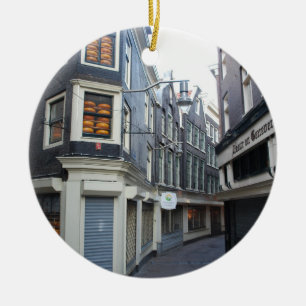 Edam cheeses in Amsterdam alley Ceramic Tree Decoration