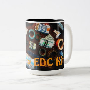 EDC Kit Prepper Survivalist Design Two-Tone Coffee Mug