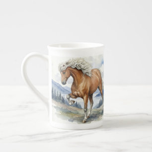 Edda Silver bay Icelandic Horse in the Mountains Bone China Mug