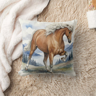 Edda Silver bay Icelandic Horse in the Mountains Cushion