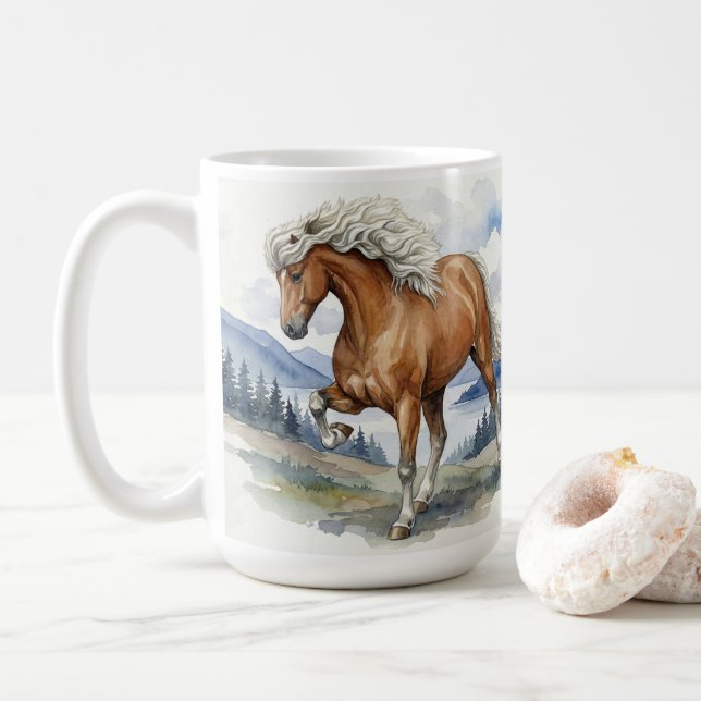 Edda Silver bay Icelandic Horse in the Mountains S Coffee Mug (With Donut)