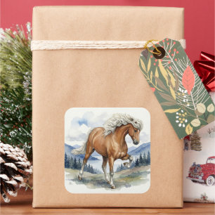 Edda Silver bay Icelandic Horse in the Mountains Square Sticker