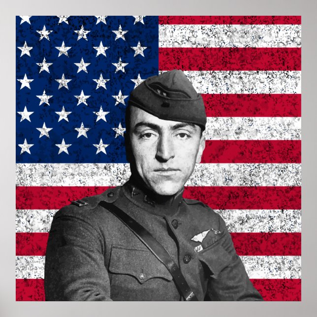 Eddie Rickenbacker and The American Flag Poster (Front)