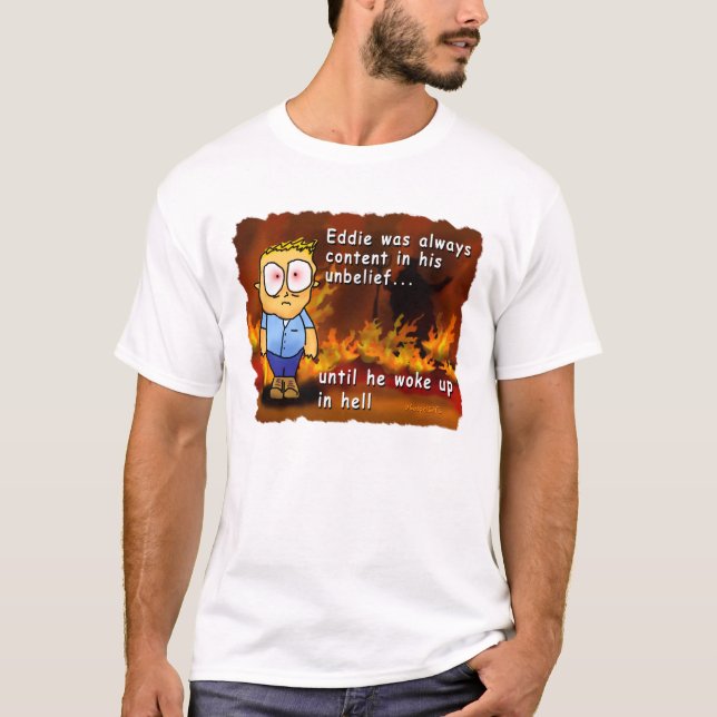 Eddie Wakes Up in Hell T-Shirt (Front)