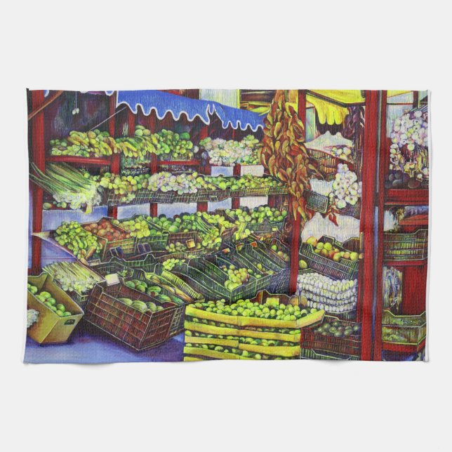 Eddie's Market, Hungary Tea Towel (Horizontal)