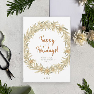Edelweiss Alpine Floral Wreath Holiday Card