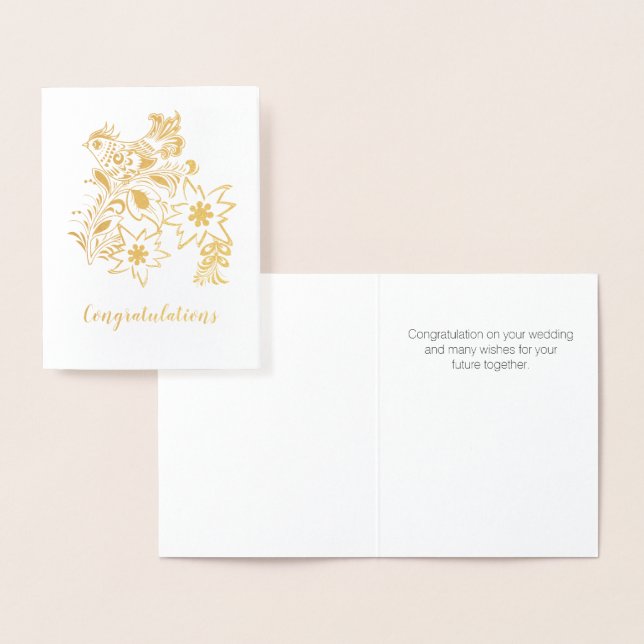 Edelweiss and Bird Wedding Congratulations  Foil Card (Display)