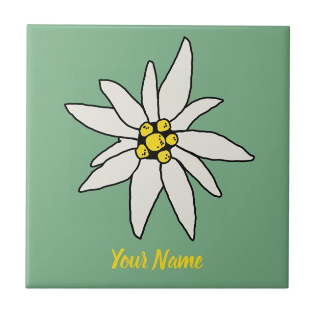 Edelweiss Chalet Flower Retro Huts Vintage Alm Tile (Front)