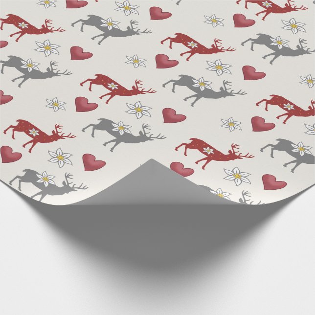 Edelweiss Deer and Hearts Wrapping Paper (Corner)