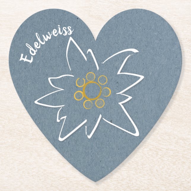 Edelweiss Floral Blue Paper Coaster (Front)