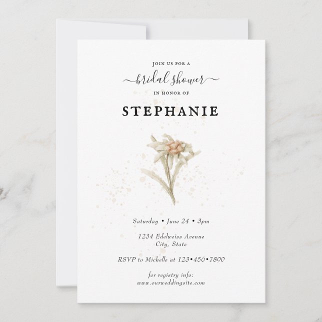 Edelweiss Floral Bridal Shower Invitation (Front)