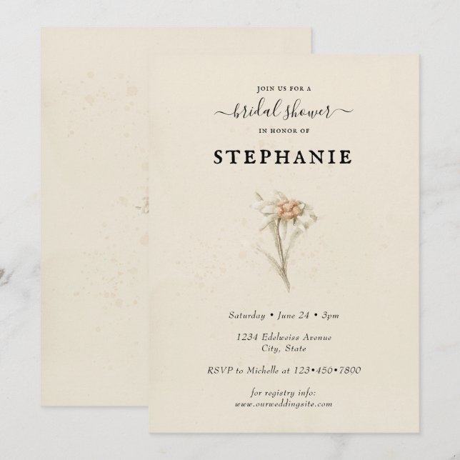 Edelweiss Floral Bridal Shower Invitation (Front/Back)
