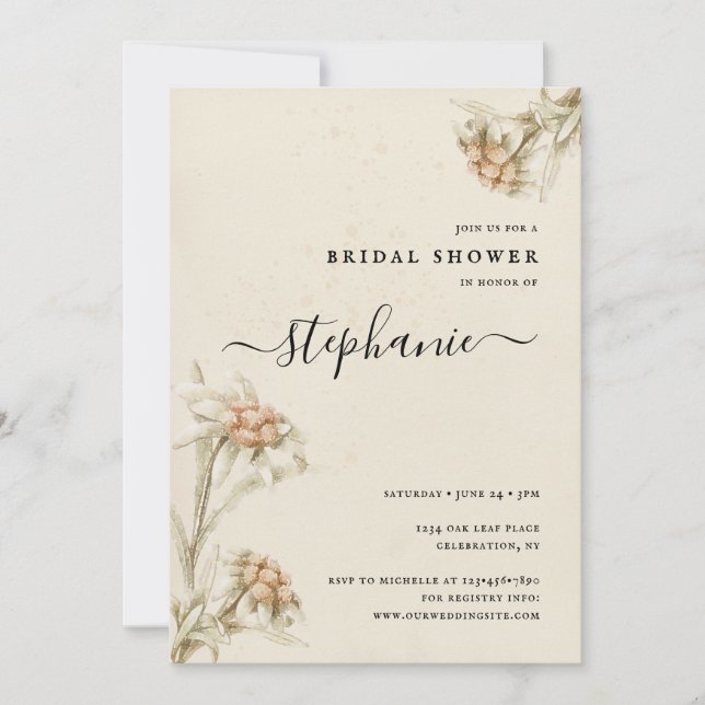 Edelweiss Floral Bridal Shower Invitation (Front)