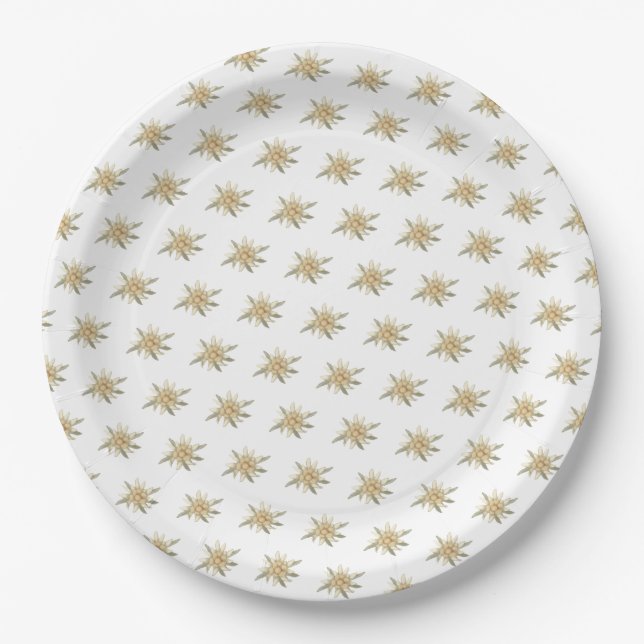 Edelweiss Floral  Paper Plate (Front)