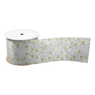 Edelweiss Flowers Austrian Sound of Music Floral  Satin Ribbon