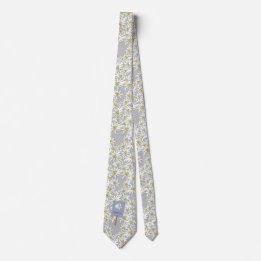 Edelweiss Hand-Drawn Alps Wildflower Pattern Boho Tie