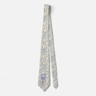 Edelweiss Hand-Drawn Alps Wildflower Pattern Boho Tie