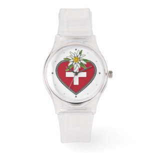 Edelweiss Heart Swiss Flag Watch