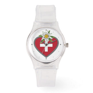 Edelweiss Heart Swiss Flag Watch