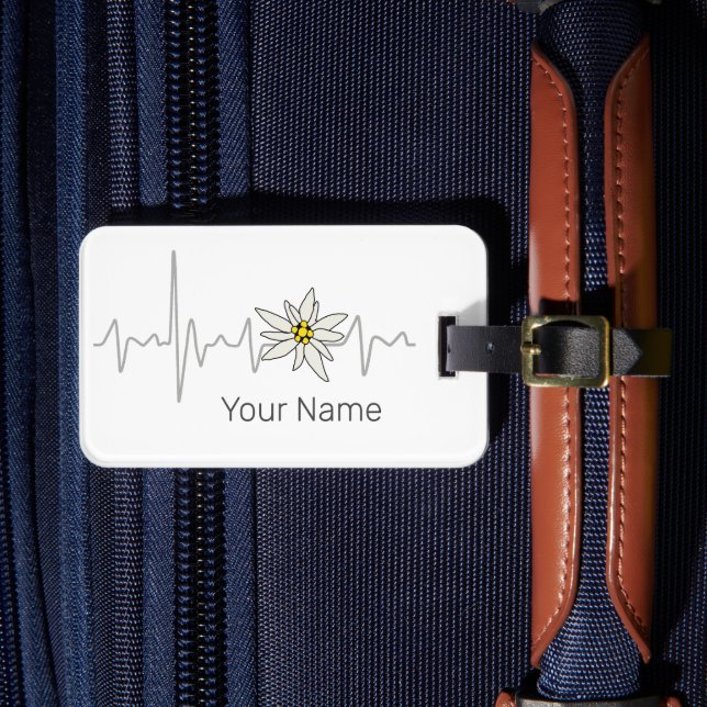 Edelweiss Heartbeat Oktoberfest Vintage Souvenir Luggage Tag (Front Insitu 4)