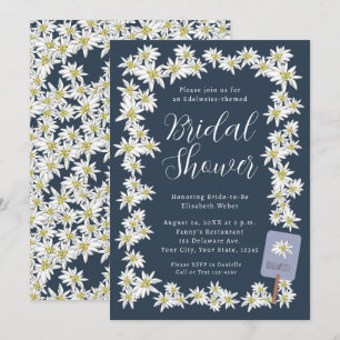 Edelweiss Navy Blue Wildflower Bridal Shower Invitation
