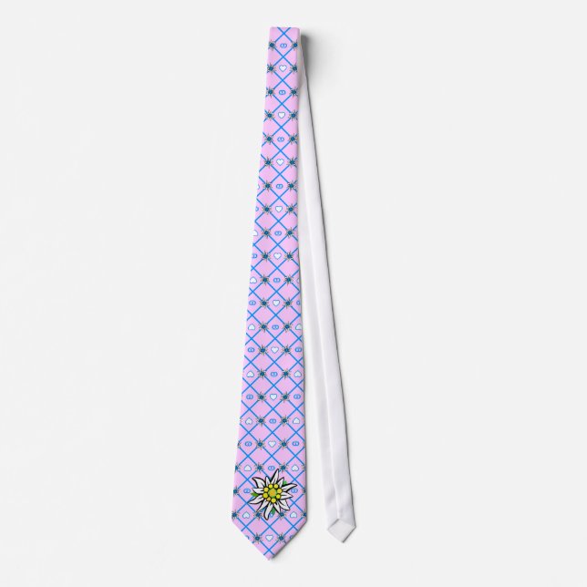 Edelweiss on blue white yellow tie (Front)
