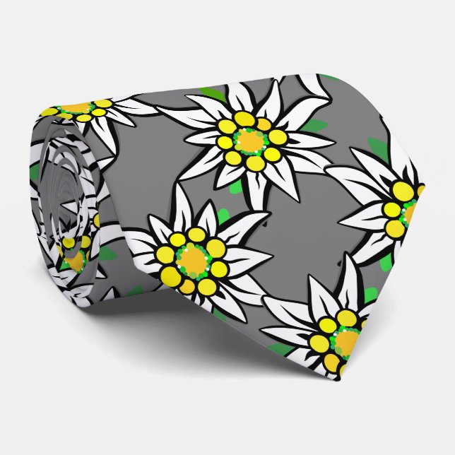 Edelweiß on grey, for Bavaria fans Tie (Rolled)