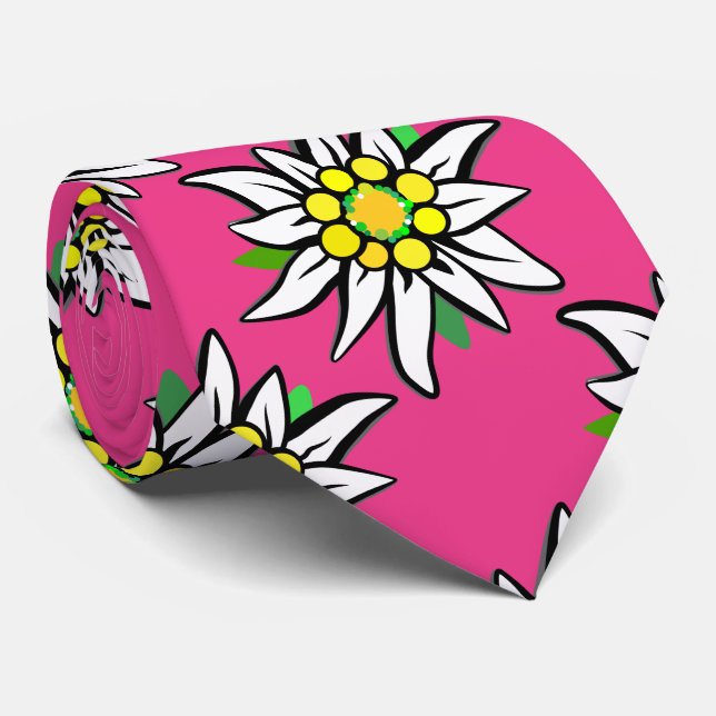 Edelweiss on pink tie (Rolled)