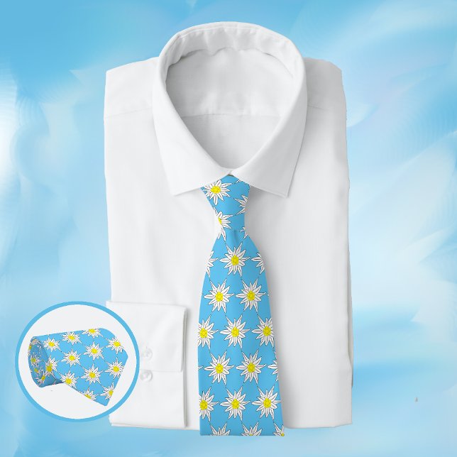 Edelweiss Pattern Light Blue Neck Tie (Creator Uploaded)
