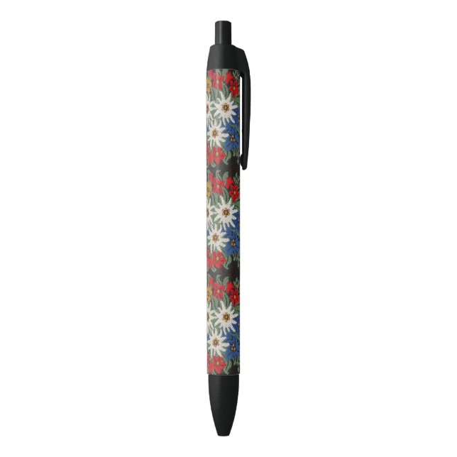 Edelweiss Swiss Alpine Flower Black Ink Pen (Bottom (Vertical))